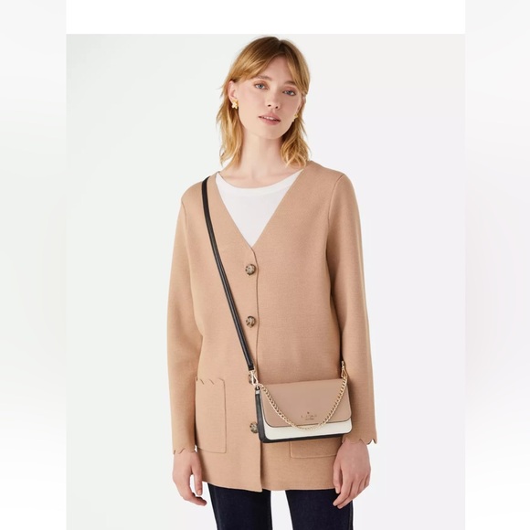 New Kate Spade Madison Small Flap Crossbody Leather Toasted Hazelnut Multi - Picture 2 of 5